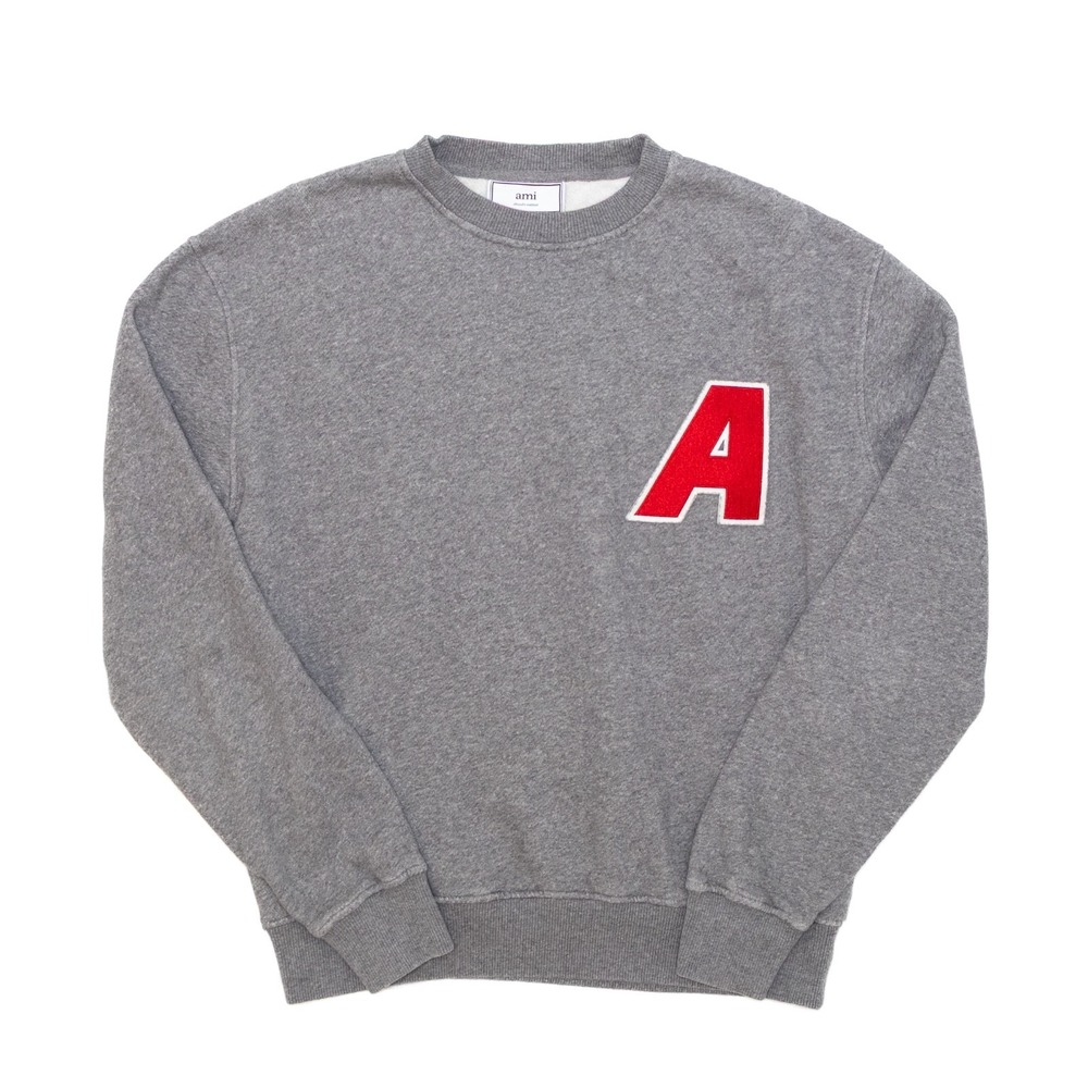 AMI Alexandre Mattiussi Grey  "A" Logo Long Sleeve Sweatshirt Women's Size Mediu